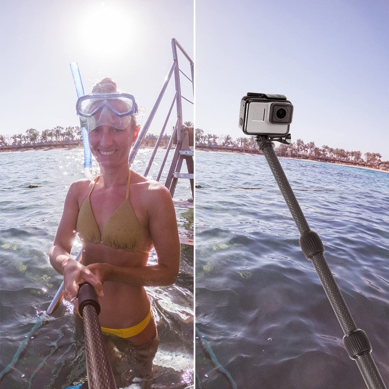 Smatree Carbon Fiber Detachable Extendable Floating Pole Selfie Stick Compatible for GoPro Hero 13/12/11/10/9/8/7/6/5/4/3 Plus/3/Session/GoPro MAX/AKASO EK7000,DJI OSMO Action 5 Pro /4/3/2 Camera - Image 5